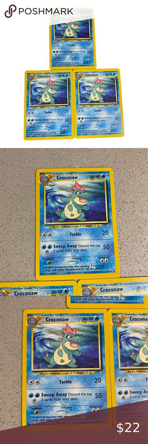 Pokemon Set Of Croconaw Water Type Trading Card Set