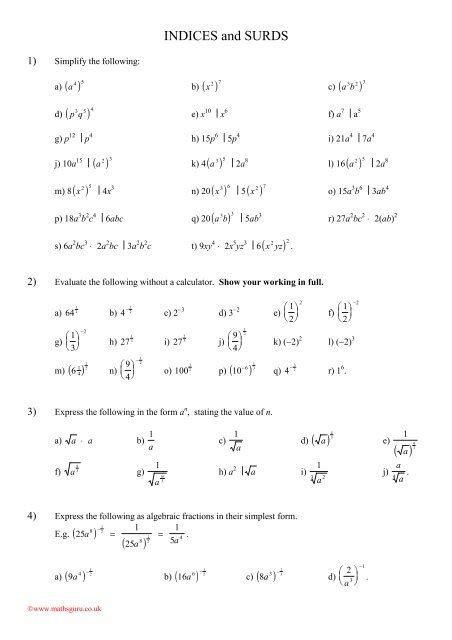 Indices And Surds