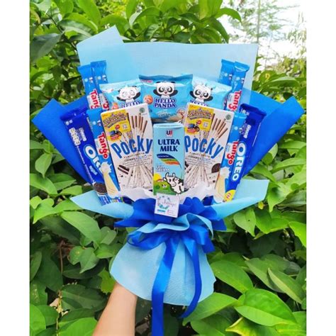 Jual B Buket Snack Biru Cantik Manis Paket Bingkisan Snack Ulang