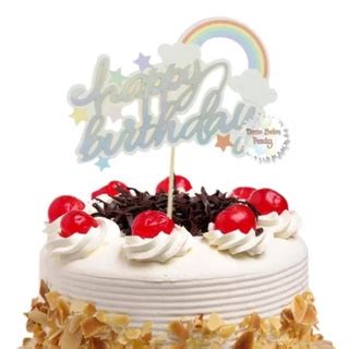 Jual Cake Topper Happy Birthday Awan Pelangi Tulisan Sambung Tusukan