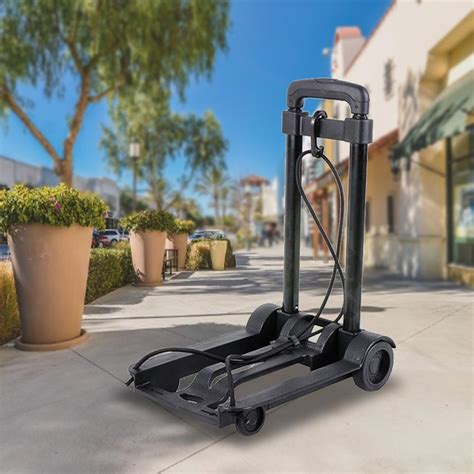 Portable Folding Hand Truck With Wheels Telescopic Black Heavy Duty