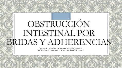 Obstrucción intestinal por bridas y adherencias Cristian Mondragón