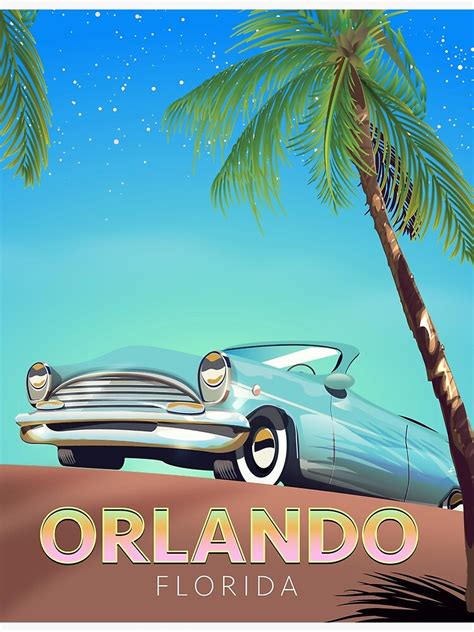 Orlando Florida Vintage Travel Poster Art Print By Vectorwebstore