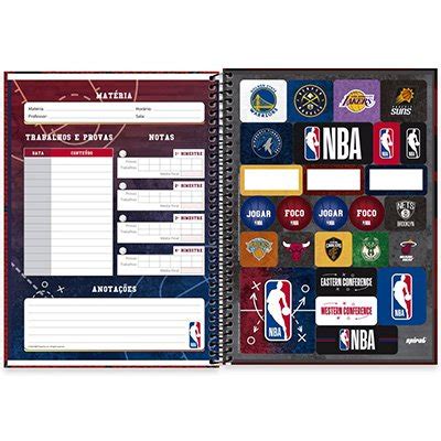 Caderno Universit Rio Capa Dura X Folhas Nba Chicago Bulls Spiral