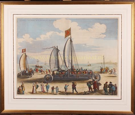 Zeilwagen Prins Maurits Originele Gravure 17e Eeuw Joan Blaeu