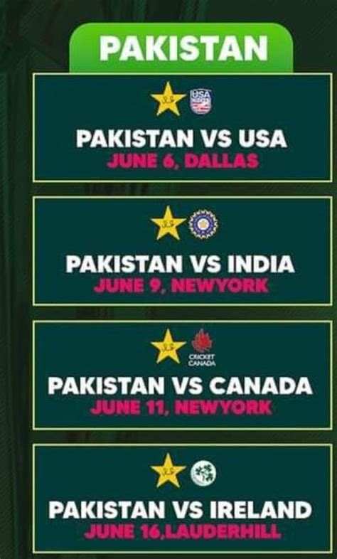 Pakistan T20 World Cup Schedule 2024 List Of Pakistan Fixtures T20 WC