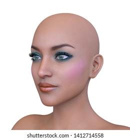 Portrait Bald Silver Naked Woman On 库存插图 2215785645 Shutterstock