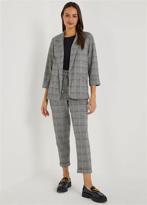 Grey Check Ponte Trousers Matalan