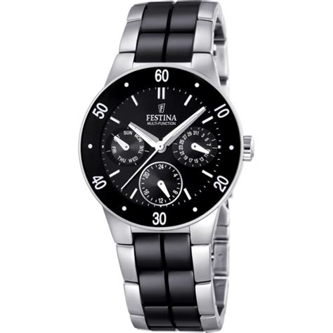 FESTINA CERAMIC WATCH F16530 2 BLACK STEEL STRAP WOMEN