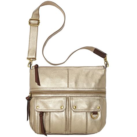 Fossil Morgan Leather Top Zip Crossbody In Metallic Lyst