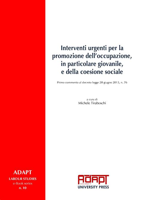 Interventi Urgenti Per La Promozione Delloccupazione In Particolare