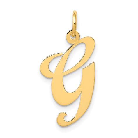 10K Yellow Gold Large Fancy Script Letter G Initial Charm