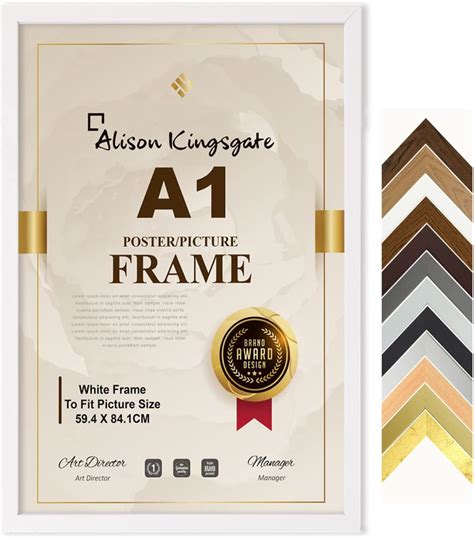 Premium A1 Frame White Modern Picture Frame Flat Style A1 594cm X 84