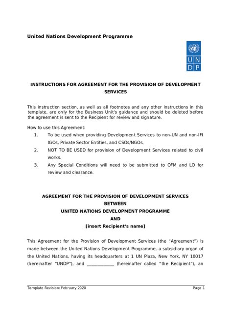 Model Long Term Agreement Lta Popp Undp Doc Template Pdffiller