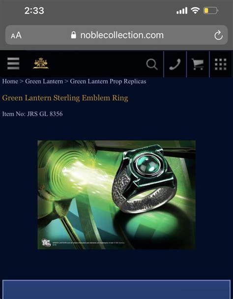 Has anyone Purchased the Green Lantern Movie Ring from Noble Collection ...