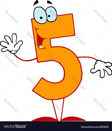 Funny cartoon numbers-5 Royalty Free Vector Image