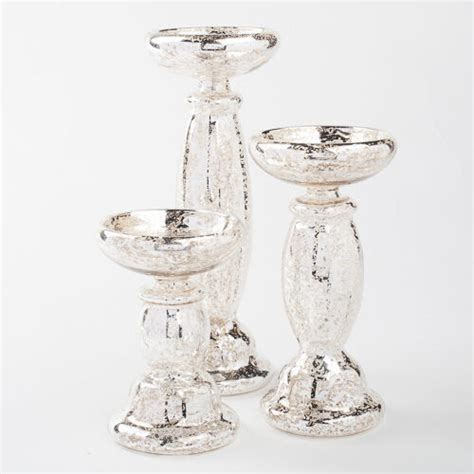 Eastland Pillar Candle Holders Unique Mercury Glass Home Event