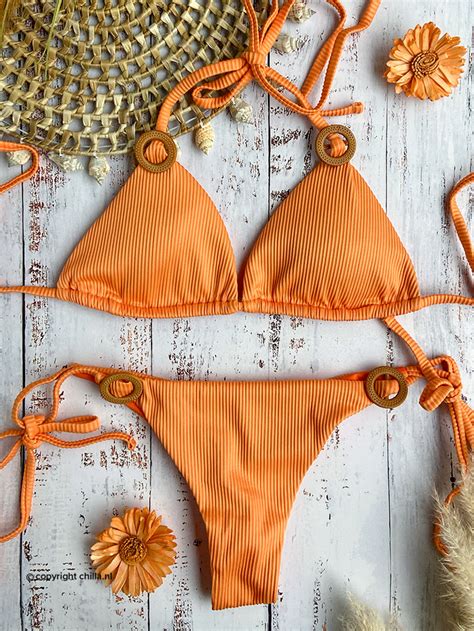 String Bikini Ribbed Peach Van Mystical Swimwear Maat Broekje S Maat