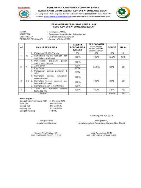 Formulir Penilaian Kinerja Pdf