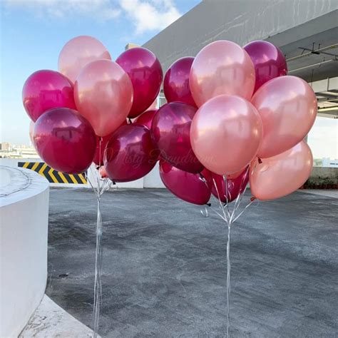 Helium Balloons Bouquet Pearl Burgundy And Pearl Rose Gold