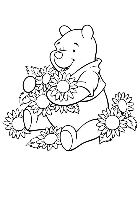 Dibujo E Imagen Winnie Pooh Flores Para Colorear Y Imprimir Gratis Para