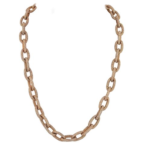 18 Karat Yellow Gold Mariner Style Link Chain Necklace For Sale At