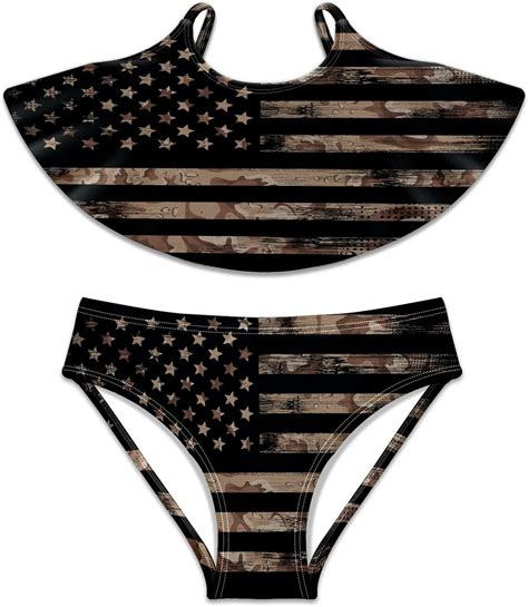 Buy Vintage American Flag Girls Bathing Suit 2 Piece Swimsuit Bikini Swimwear Online At Lowest