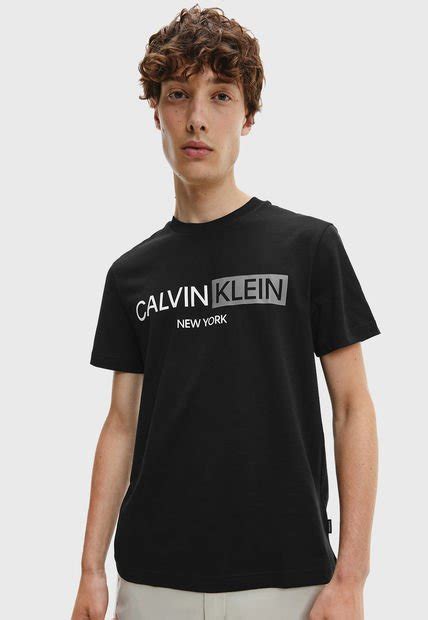 Polera Calvin Klein Contrast Graphic Logo T Shirt Negro Calce Regular