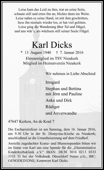 Alle Traueranzeigen für Karl Dicks trauer rp online de