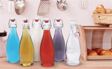 Nevlers Set Of 6 17 Oz Glass Bottle Set With Airtight Swing Top Stoppers Home