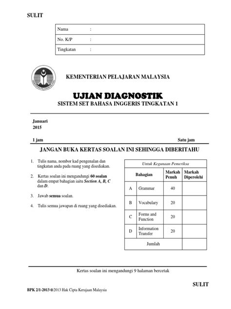 Pdf Ujian Diagnostik Set Form Dokumen Tips