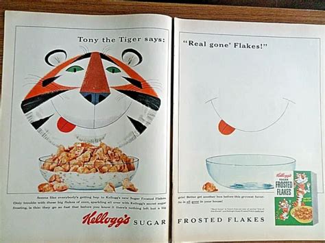 1954 Kelloggs Sugar Frosted Flakes Ad Tony The Tiger Dit Real Gone