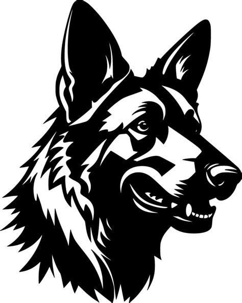German Shepherd Black And White Isolated Icon Illustration 46978507