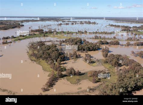 Flood Waters From The Darling River Fill Menindee Lakes In The Far West