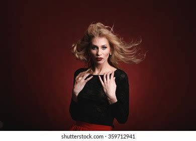 Portrait Sexy Blonde Red Lipstick Stock Photo 359712959 Shutterstock