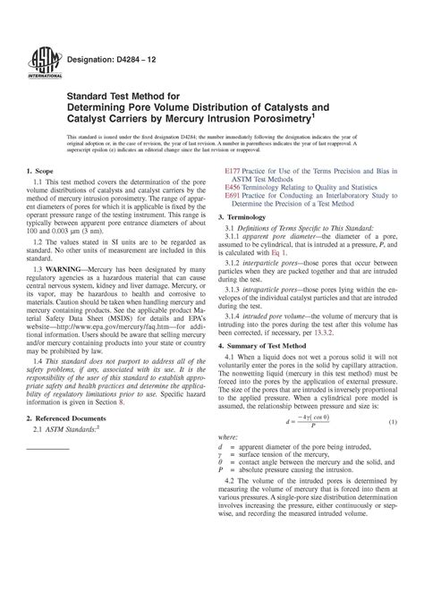 Astm D Standard Test Method For Determining Pore Volume