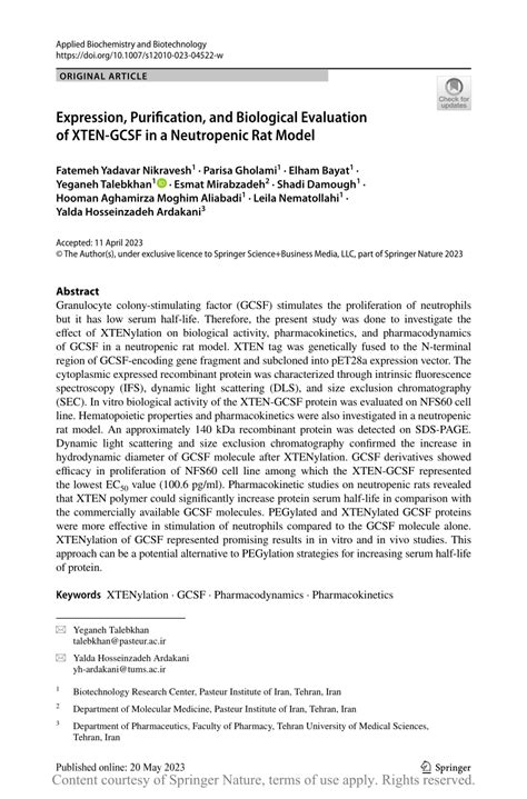 Expression Purification And Biological Evaluation Of Xten Gcsf In A