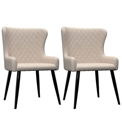 VidaXL Chaises de salle à manger 2 pcs Crème Tissu Cdiscount Maison