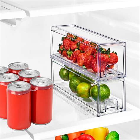 Sorbus Fridge Drawers Clear Stackable Pull Out Refrigerator Organizer