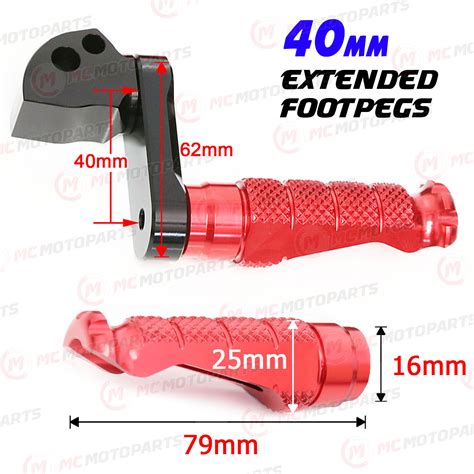 R Fight Rear Foot Pegs Mm Extended Red For Yamaha Fz S Fazer