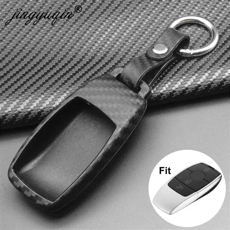 Jingyuqin Carbon Siliconen Autosleutel Cover Soft Voor Mercedes Benz