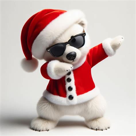 Premium AI Image Cute Polar Bear In Santa Hat And Sunglasses Doing