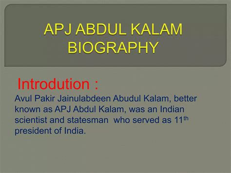 Apj abdul kalam biography1 | PPT