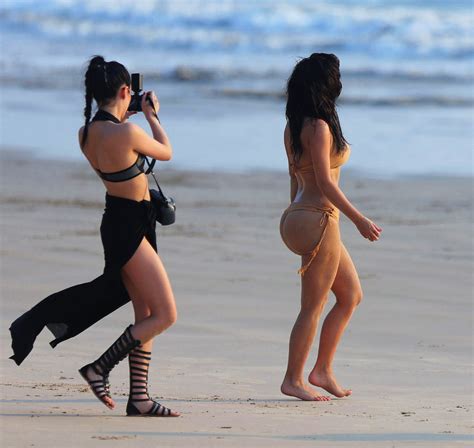 Kim Kardashian Shows Off Her Round Bikini Ass At The Beach Porn