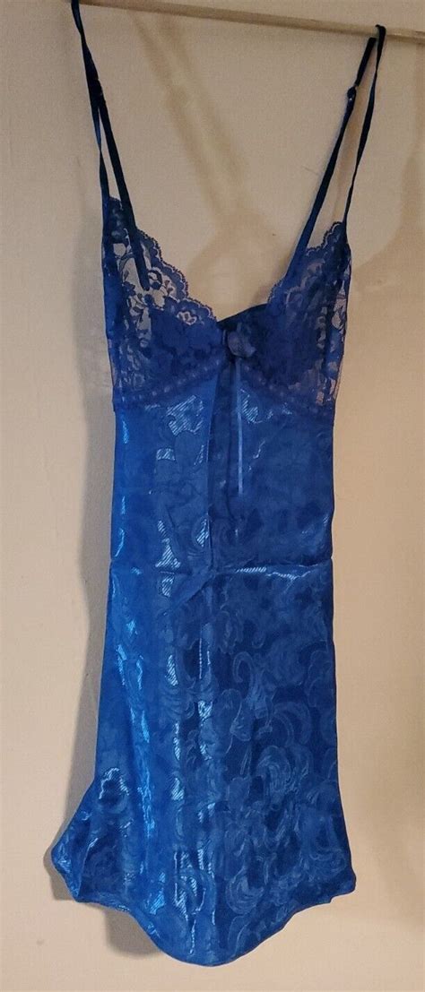 Shirley Of Hollywood Chemise Lingerie Satin Lace Bust Gem