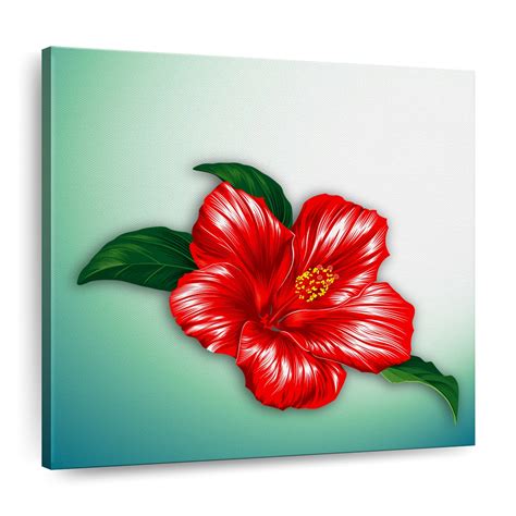 Red Hibiscus Flower Wall Art Digital Art