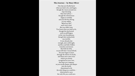 [a] The Journey Mary Oliver Poetry Self Empowerment Youtube