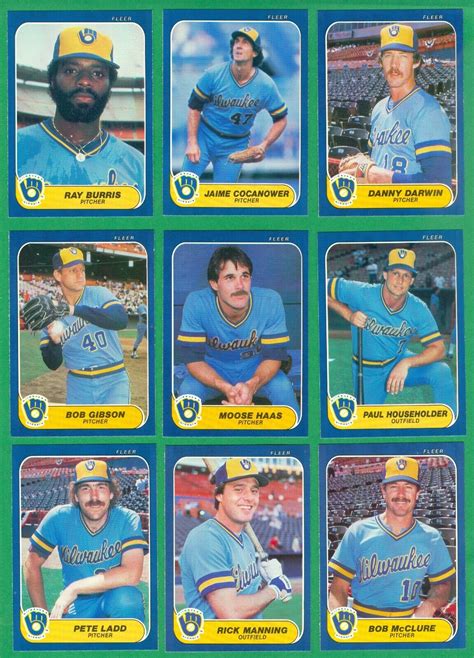 1986 FLEER MILWAUKEE BREWERS TEAM SET NM MT FINGERS MOLITOR SIMMONS