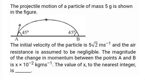 The Projectile Motion Of A Particle Of Mass G Is Shown In The Figure T