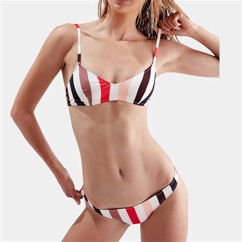 Conjunto de Bikini a rayas para mujer bañador multicolor con parte